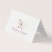 Eenvoudig ontwerp, Blush Butterfly vouwbaar Visite Visitekaartjes (Voorkant)