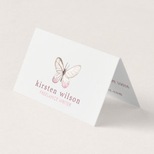Eenvoudig ontwerp, Blush Butterfly vouwbaar Visite Visitekaartjes