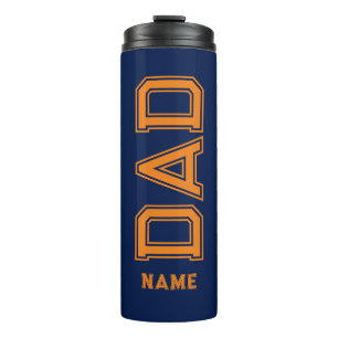 Eenvoudig ontwerp Oranje typografie blauwe achterg Thermosbeker