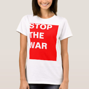 Eenvoudig ontwerp "rechthoek rood STOP DE OORLOG" T-shirt