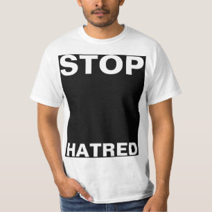 Eenvoudig ontwerp "rechthoek zwarte STOP HATRED" T-shirt