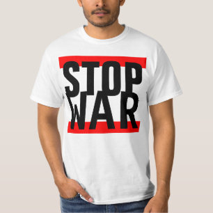 Eenvoudig ontwerp "strepen red STOP WAR" T-shirt