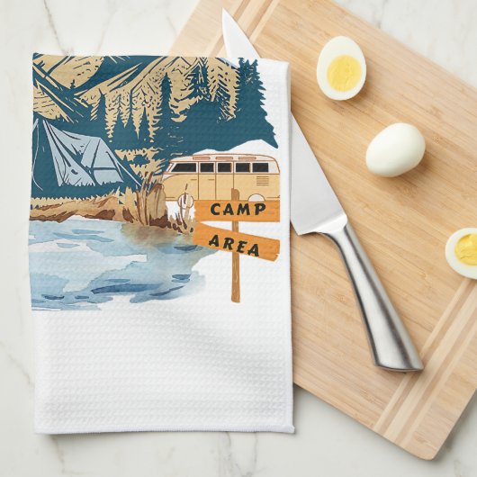 Eenvoudig ontwerp zomerkamp theedoek (Quarter Fold)