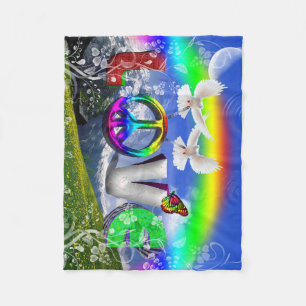 Eenvoudig ontworpen Surreal Peace and Love Art Fleece Deken