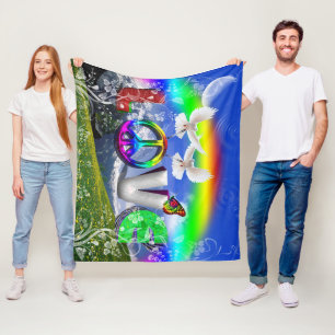 Eenvoudig ontworpen Surreal Peace and Love Art Fleece Deken