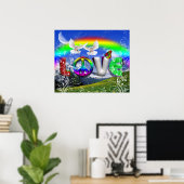 Eenvoudig ontworpen Surreal Peace and Love Art Poster (Thuiskantoor)