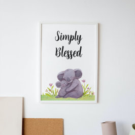 Eenvoudig ontzegde Waterverf Koala Beer Nursery Poster