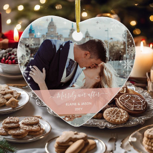 Eenvoudig ooit na + onze eerste kerstfoto's 2 keramisch ornament