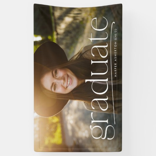 Eenvoudig, op één foto afgestemd afstuderen spandoek (Verticaal)