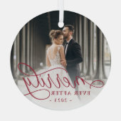 Eenvoudig ouder | Weddenfoto Glas Ornament (Achterkant)