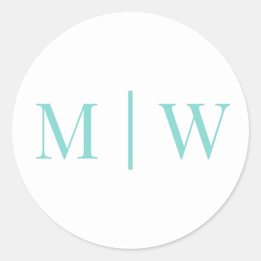 Eenvoudig Paar Bruiloft 2 Initiaal Mon VS DIY Kleu Ronde Sticker (Voorkant)