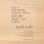 Eenvoudig paar douche voordat ze zeggen dat ik bru acryl uitnodigingen (Voorkant)