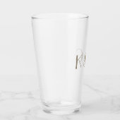 Eenvoudig paar gouden tekst Initialen bruiloft Glas (Rechts)