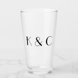 Eenvoudig paar Initialen bruiloft Glas