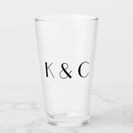 Eenvoudig paar Initialen bruiloft Glas (Voorkant)