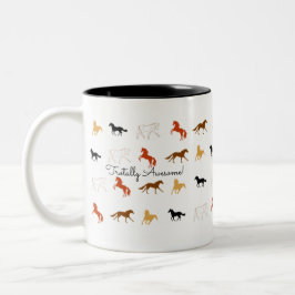 Eenvoudig Paard Patroon met Naam Personalisatie Tweekleurige Koffiemok