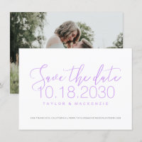 Eenvoudig Paars Foto Script Orchid Save the Date