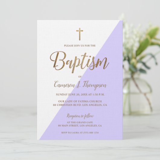 Eenvoudig Paars-wit, modern Kaart (Staand voorkant)