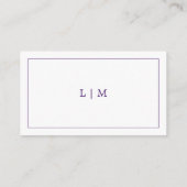 Eenvoudig Paarse Monogram Elegante bruiloft Informatiekaartje (Achterkant)