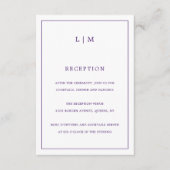Eenvoudig Paarse Monogram Elegante bruiloft Informatiekaartje (Voorkant)