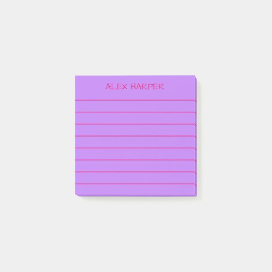 Eenvoudig Paarse & Roze Sinaasappel Voeg naam toe Post-it® Notes (Voorkant)