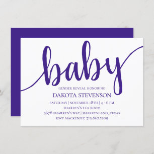 Eenvoudig Paarse script   Royal Grape Baby shower Kaart