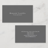 Eenvoudig papier Elegant Dim Gray Modern Visitekaartje (Voorkant / Achterkant)