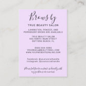 Eenvoudig Pastel Paarse wenkbrauwen Nazorg Icon Visitekaartje (Achterkant)