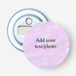 Eenvoudig pastelglitterkleurig voeg jouw tekst fot button flesopener