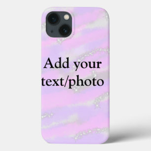 Eenvoudig pastelglitterkleurig voeg jouw tekst fot iPhone 13 hoesje