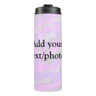 Eenvoudig pastelglitterkleurig voeg jouw tekst fot thermosbeker