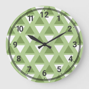 Eenvoudig pastelgroen geometrisch patroon grote klok