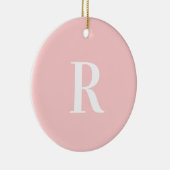 Eenvoudig pastelroze monogram keramisch ornament (Rechts)