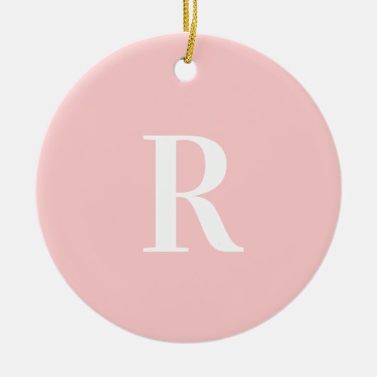 Eenvoudig pastelroze monogram keramisch ornament (Voorkant)