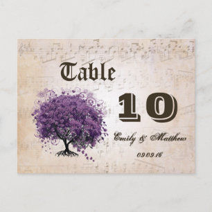 Eenvoudig Peachy Paars Heart Leaf Table Number Briefkaart