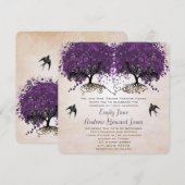 Eenvoudig Peachy Paarse  Heart Leaf Tree Kaart (Voorkant / Achterkant)