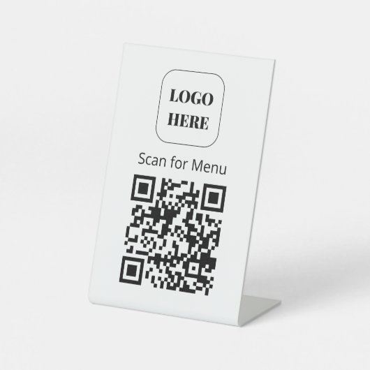 Eenvoudig Pedestal Sign "Scan for Menu" Reclamebord Met Voetstuk (Voorkant)