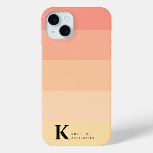 Eenvoudig perzikkleurig geel klassiek monogram Case-Mate iPhone case (Achterkant)