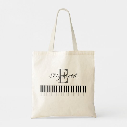 Eenvoudig Piano Monogram-ontwerp Tote Bag (Achterkant)