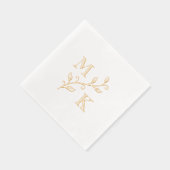 Eenvoudig Plant Monogram Initialen Trouwpaar V3 Folie Servetten (Rechts)