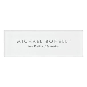 Eenvoudig platte minimalistisch elegant modern wit naambadge