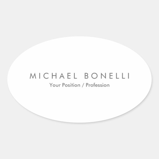 Eenvoudig platte minimalistisch elegant modern wit ovale sticker (Voorkant)
