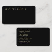 Eenvoudig platte, moderne, elegante zwarte goudsti visitekaartje (Voorkant / Achterkant)