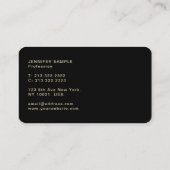 Eenvoudig platte, moderne, elegante zwarte goudsti visitekaartje (Achterkant)