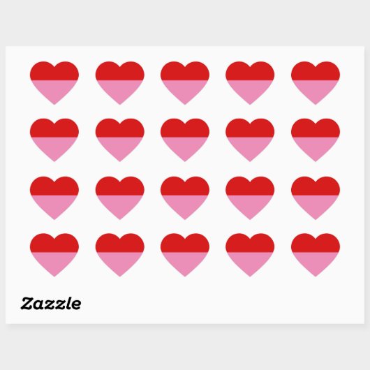 Eenvoudig platte rood en roze feestvieren hart sticker (Vel)