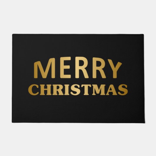 Eenvoudig platte zwarte en gouden kerstklep deurmat (Voorkant)