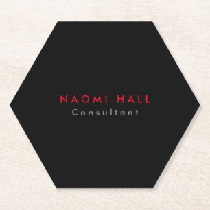 Eenvoudig platte zwarte rode minimalist kartonnen onderzetters