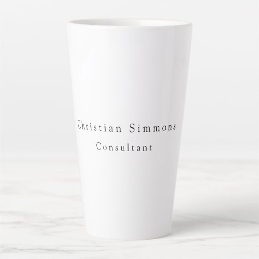 Eenvoudig platte zwarte witte minimalistische mode latte mok (Voorkant)