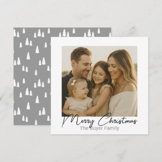 Eenvoudig Plezier Eén Foto Grijze Kerstkaart