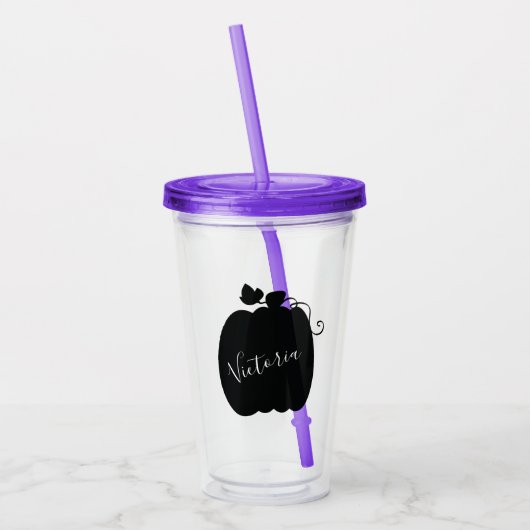 Eenvoudig pompoentemerkteken Naam Monogramed Scrip Acryl Drinkbeker (Links)